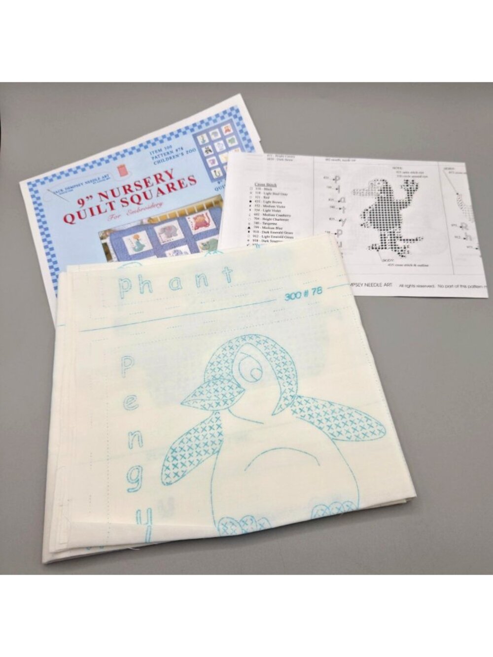 Jack Dempsey Needle Art 9" Nursery Quilt Squares Childrens Zoo Embroidery Kit